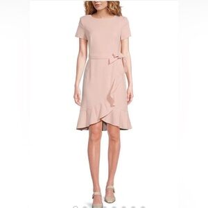 NWT Calvin Klein cream High Low belted Dress 10 sophisticated luxury Easter